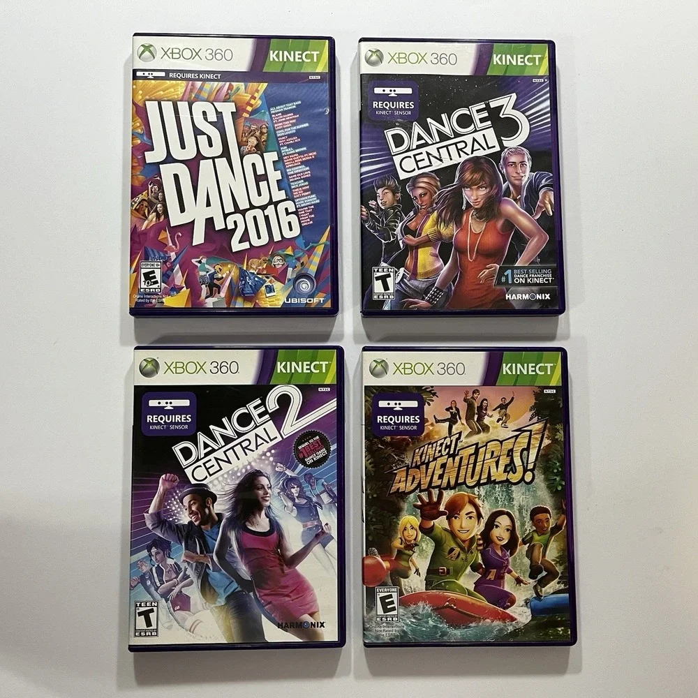 Lot Of 4 Xbox 369 Kinect Games Just Dance 2016, Dance Central 2 & 3, Adventures